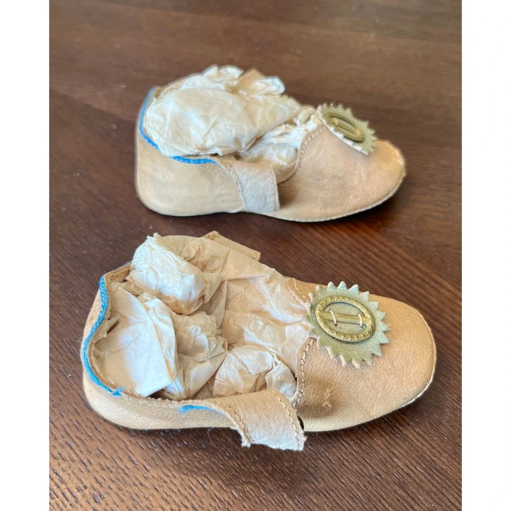 Mary Jane Shoes Infant 4 Inch Tan Fair Antique Leather Brass Buckle